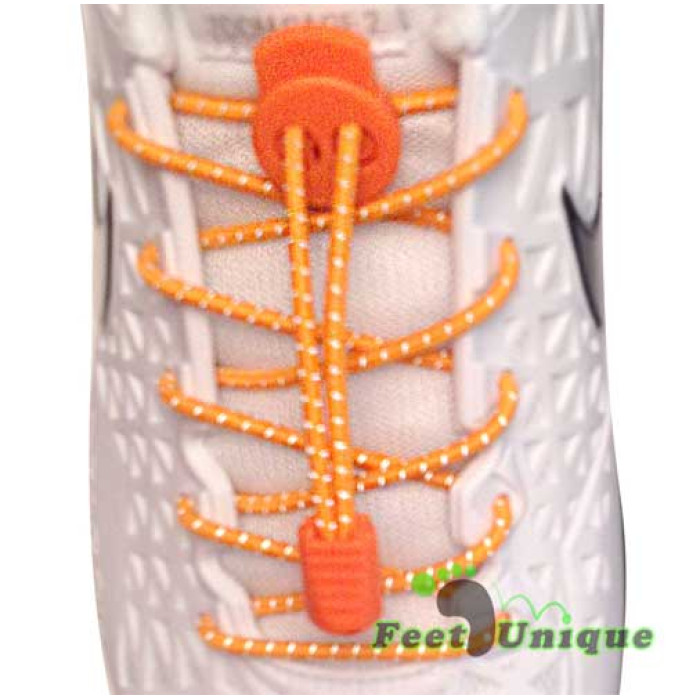 Cordones elásticos reflectantes naranja neón