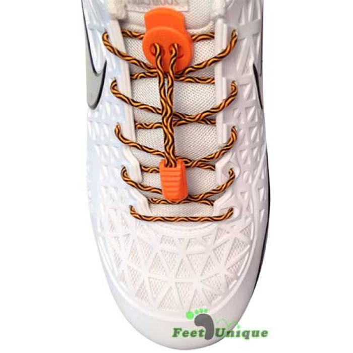 Cordones elásticos negros y naranjas